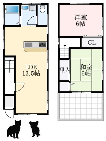 河内松原駅 徒歩34分 1-2階の物件間取画像